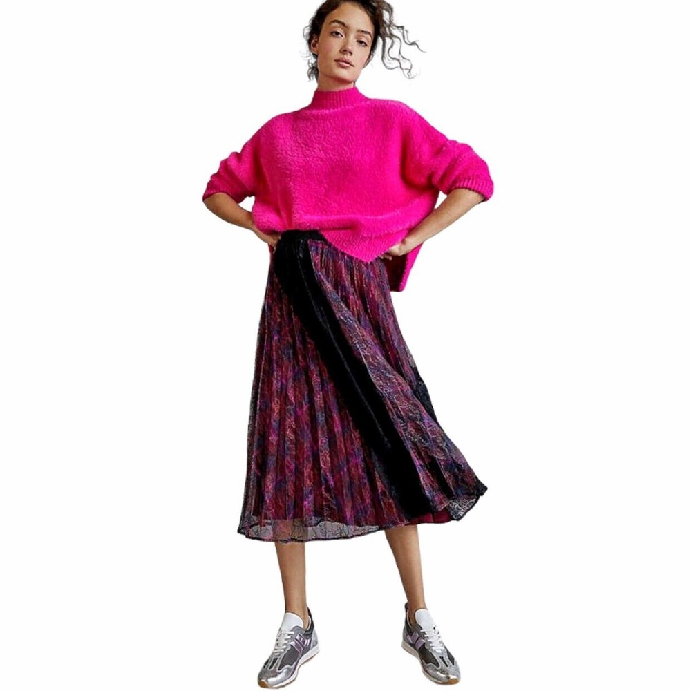 ANTHROPOLOGIE NWT Delphine Pleated Purple Lace Midi Skirt US 4